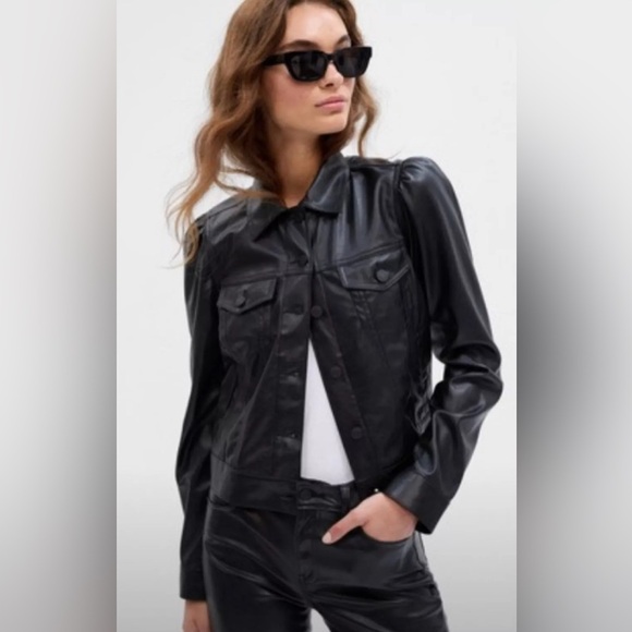 GAP Jackets & Blazers - Gap Factory Faux Leather Puff Sleeve Jacket